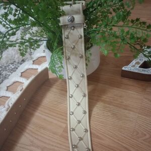 🌿🍒 Calvin Klein Elegant Beige Studded Women's Belt size L/42"🍒🌿